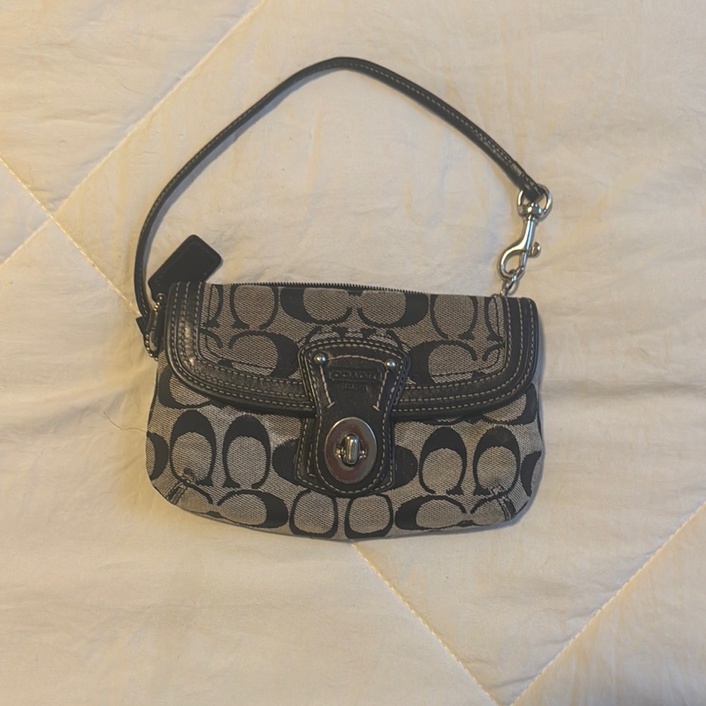 Coach Black and Gray Monogram Clutch